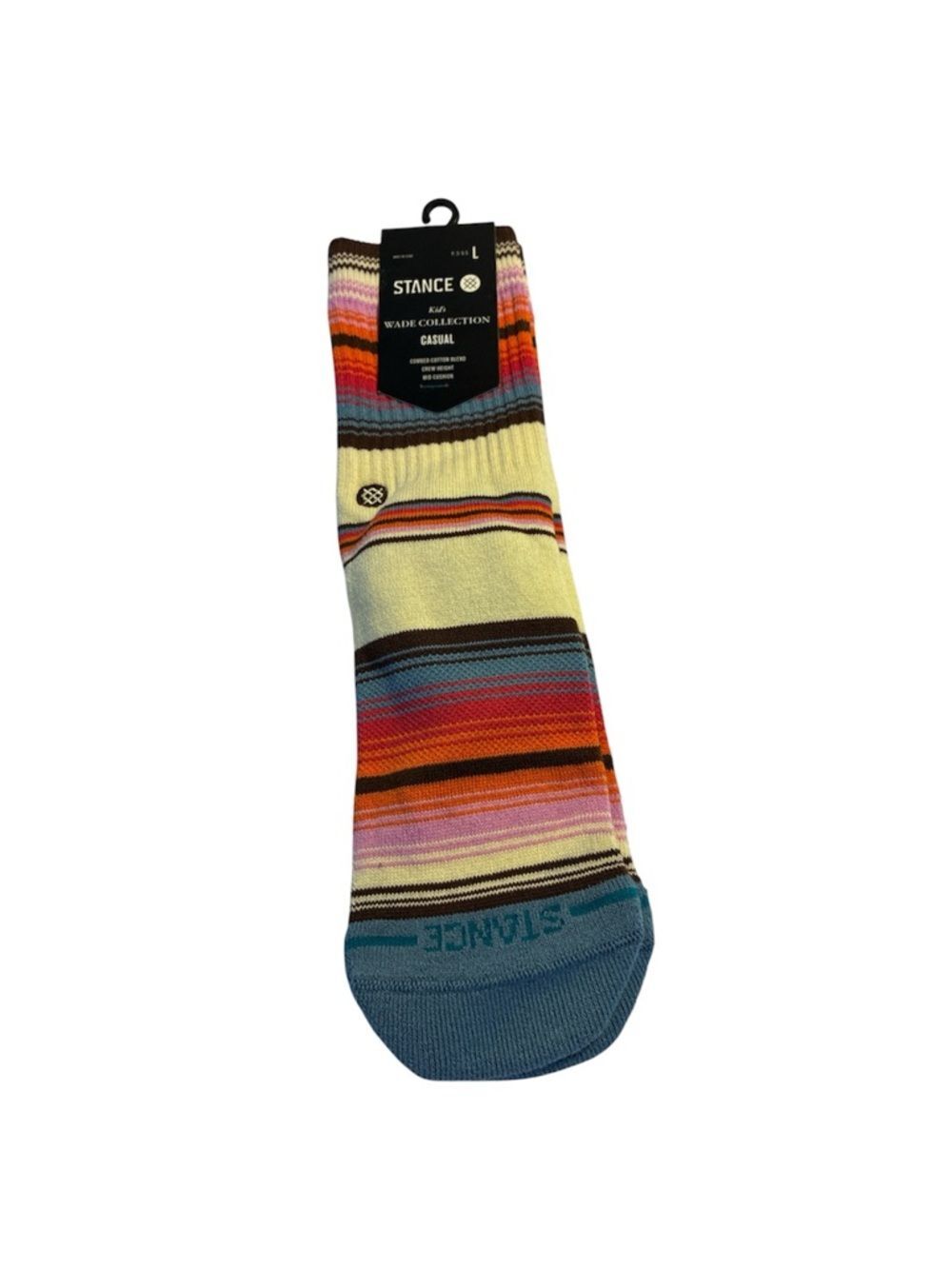 Stance kids Striped Casual Crew Socks - Cream, Blue, Large new